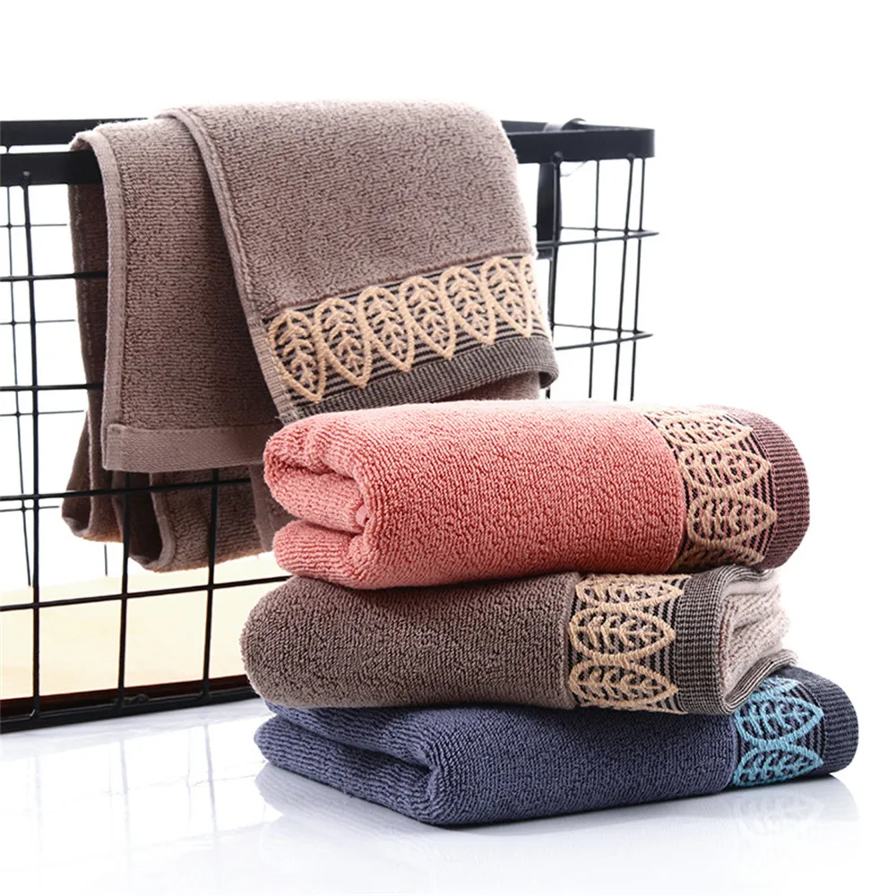 

Удобное хлопковое дышащее полотенце для дома, утолщенное банное полотенце с вышивкой в виде листьев, прочное влагопоглощающее банное полотенце для взрослых в отеле