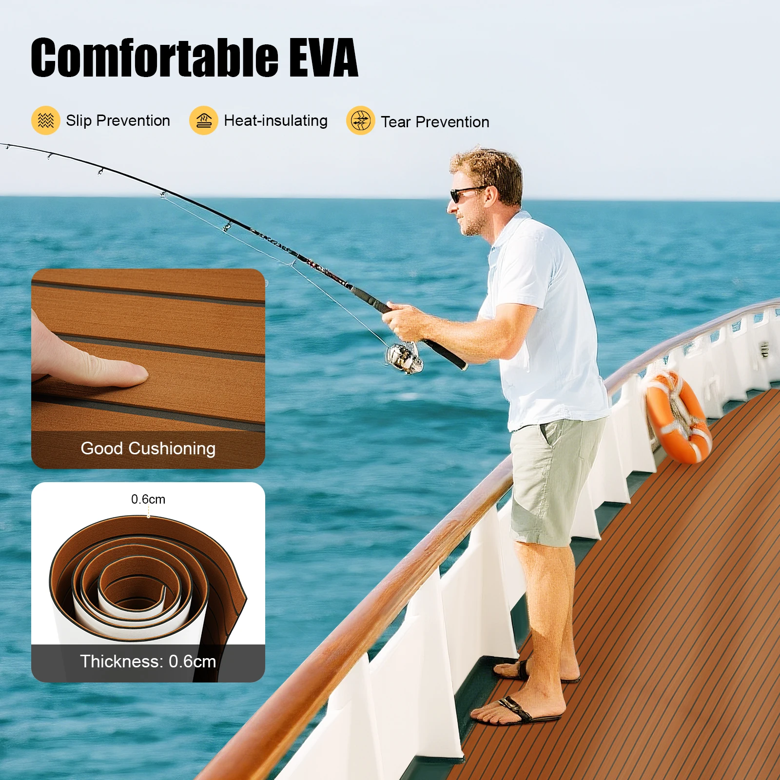 Praktische EVA-Antirutsch-Bodenmatte, 240 cm, hochwertige, dicke Matte, große Größe für Haus/Boot/Marine/Yacht/Schiff/Dock – Detail 5