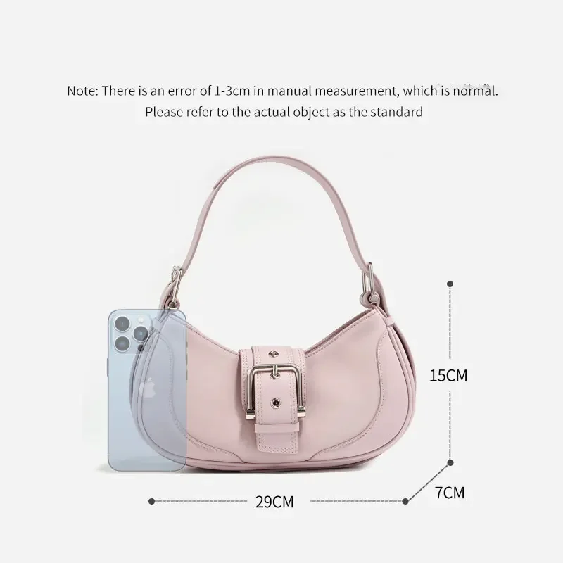 Underarm Bag Split Leather Crossbody Bag Adjustable Strap Half Moon Bag Leather Casual Shoulder Bag for Women Versatile Handbag
