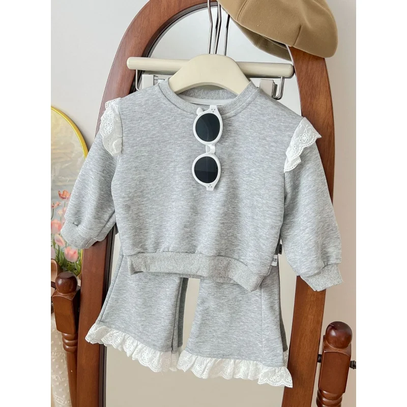 

Girls' Western Style Two-Piece Suit Children's Sports Suit Baby Sweater Trousers Fashionable Children's Clothing Spring and Autu