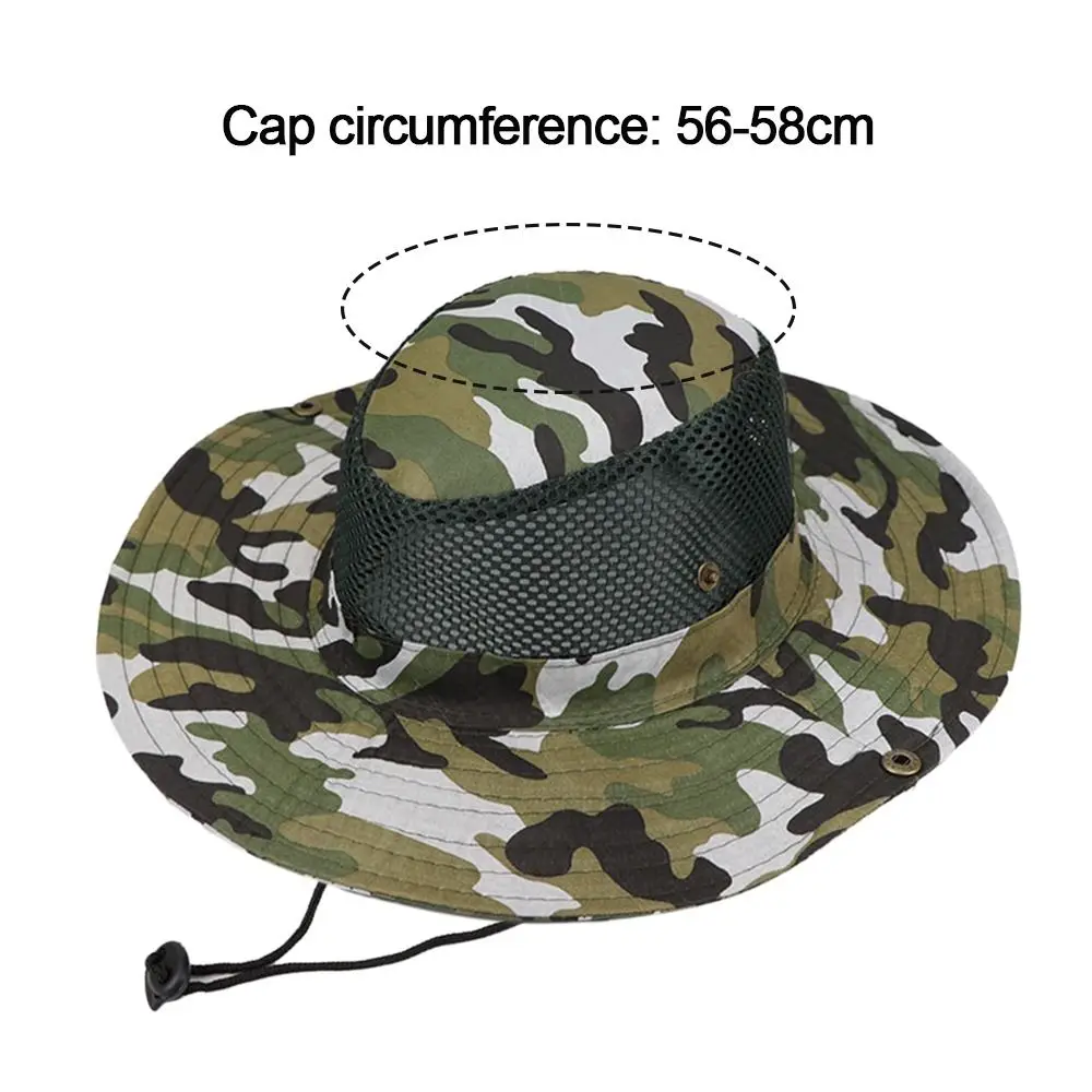 Outdoor Breathable Mesh Camouflage Bucket Hat Sun Protection Hunting Fishing Hiking Cap 6