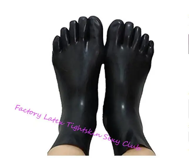 Unisex 5 Toes Latex Socks Short Ankle Fetish for Men Women Wear with Handmade Rubber Catsuit BodySuit Hood Color Black ,Red