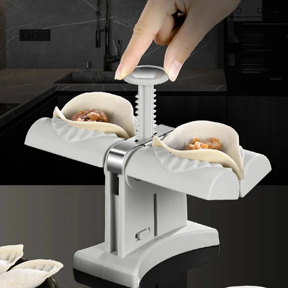 Dumpling Maker Household Double Head Fully Automatic Dumpling Maker Ravioli Press Mold Making Tool Easy to Use for Dumpling FU