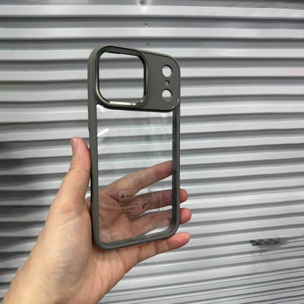 Shockproof Clear Acrylic Phone Case with Metal Camera Frame