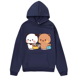 Cute Bubu and Dudu Go To Grocery Together Hoodie Couple Kawaii Graphic Sweatshirt Funny Panda Bear Top Fleece Women Men Pullover