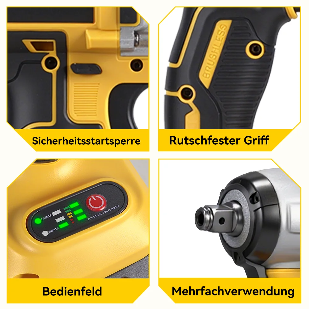 MELLWIN 520N.M Bürstenloser Elektroschraubendreher-Satz 3-IN-1 Akku-Schlagschrauber Elektrischer Bohrschrauber für Makita 18V Akku-Pin – Detail 7