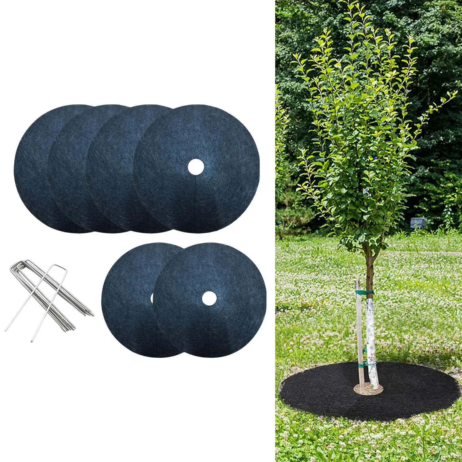 6Pcs Landscape Fabric Tree Protector Weed Barrier Mat for Outdoor Orchard