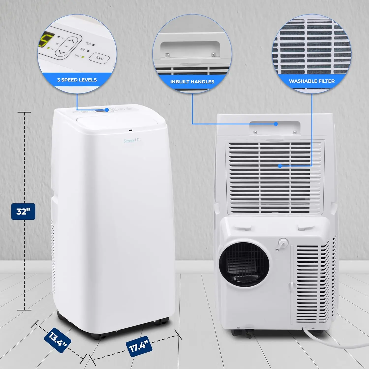 Small Air Conditioner Portable 12,000 BTU with Built-in Dehumidifier - Portable AC unit for rooms up to 550 sq ft - Remote 6