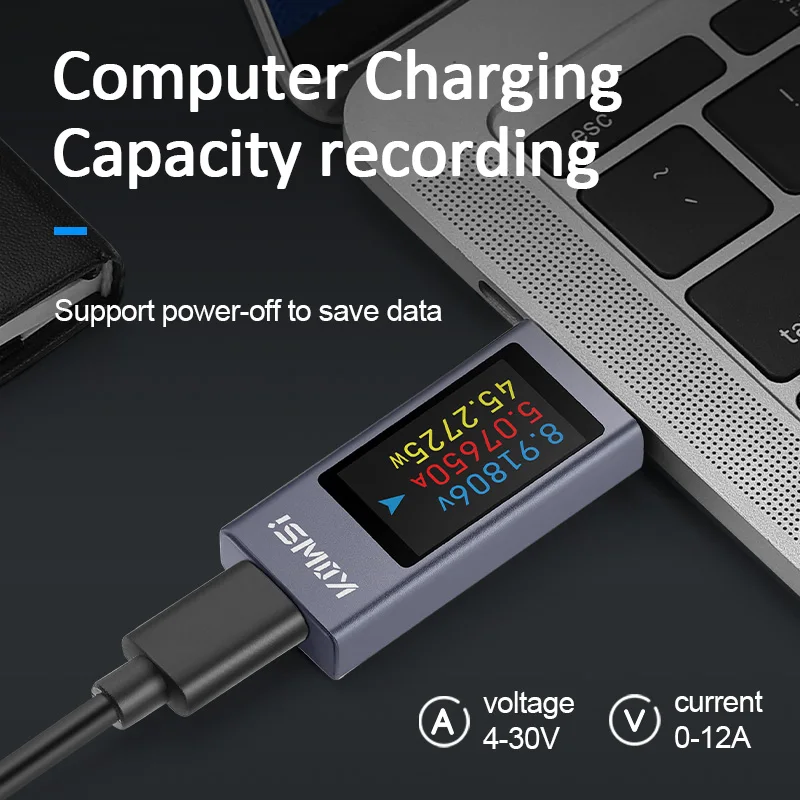 Устройство для измерения силы тока и напряжения, USB Type-C, 4-30 в, 0-12 А (art.: 3920c6ff71fc2) - 3920c6ff71fc2