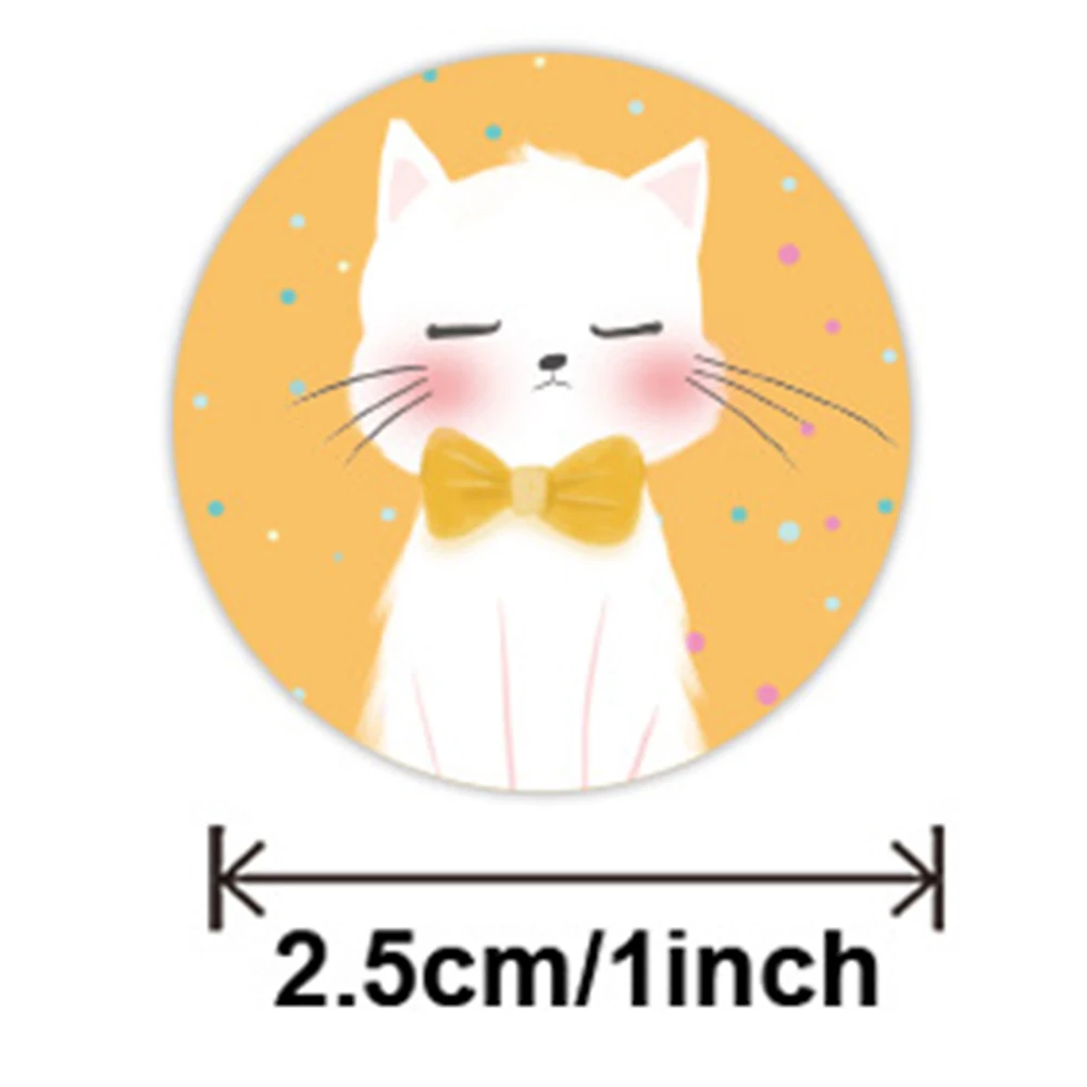 50-500Pcs Cute Cartoon Animal Cat Sticker 1inch Thank You Stickers Child Gift Party Birthday Package Wrapping Baking Label