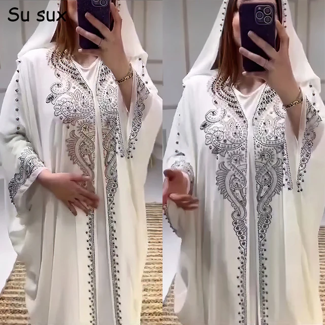 110212-c35ce6.jpg Robe Maxi en Mousseline de Soie avec Perles pour Femme Musulmane, Caftan, Abaya, Dubaï, Vêtements de Luxe, Hijabs, Grande Taille, Robes sulfà Capuche Africaines