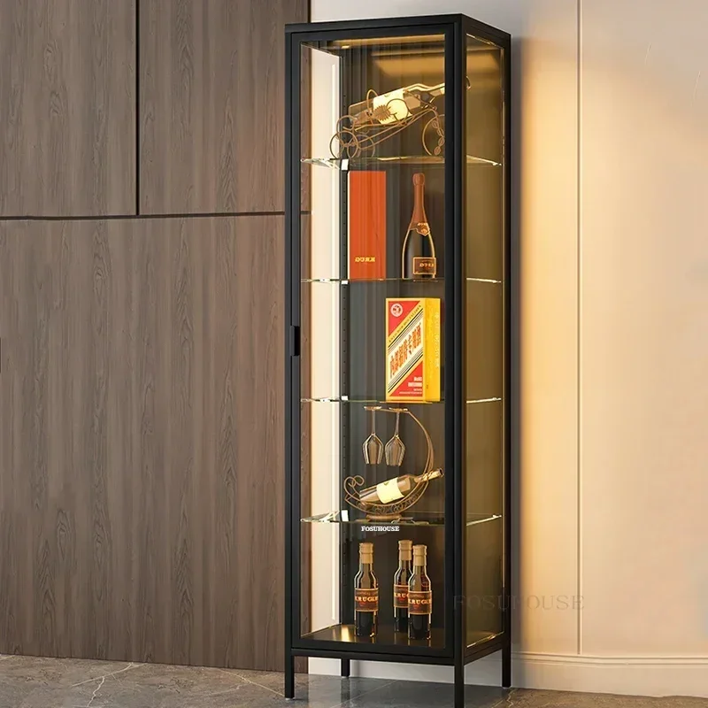 Italian Light Luxury Wine Cabinets for Living Room Glass Door Display Cabinet Minimalist High-end Sense Showcase Bar Furniture