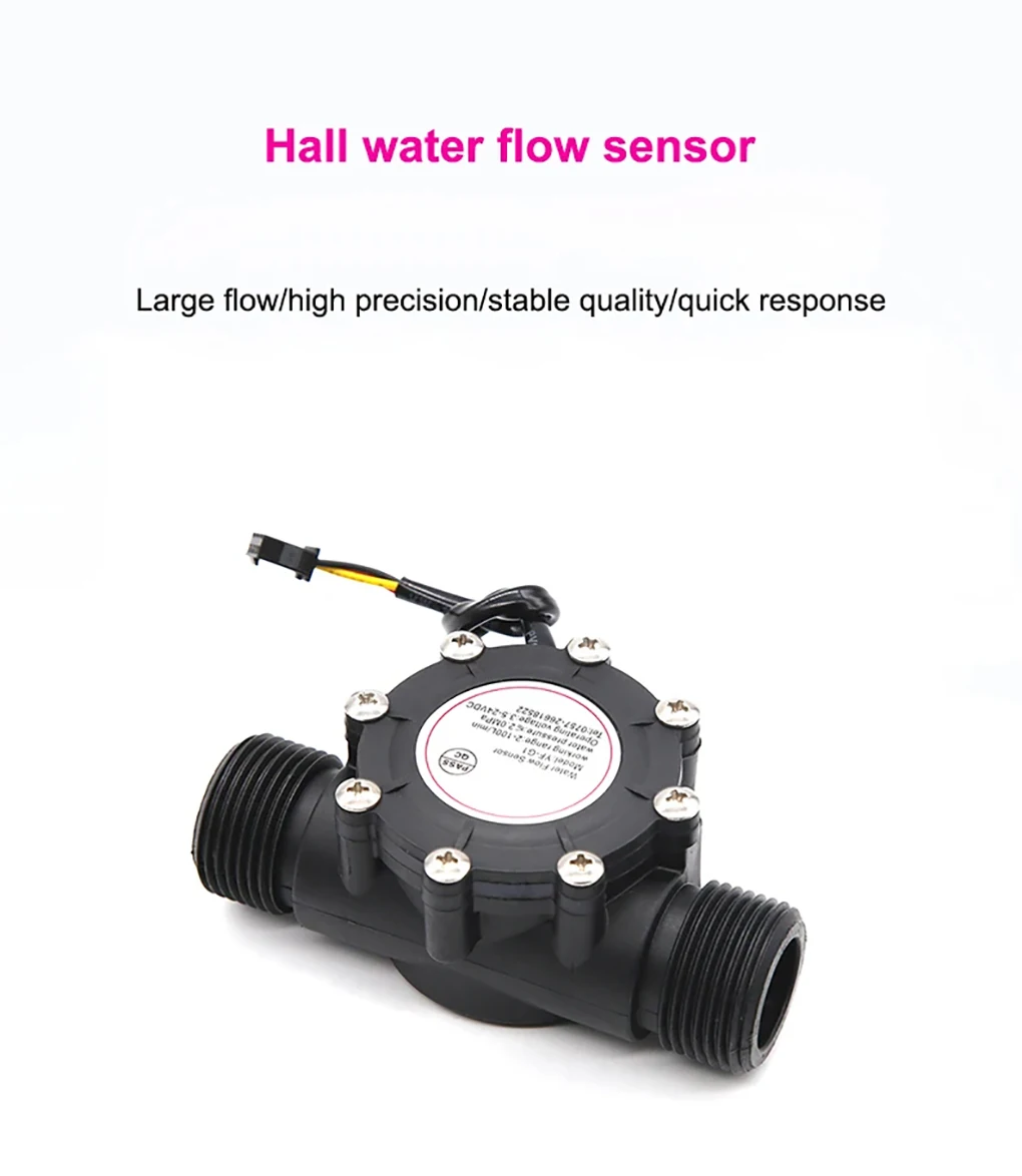 1/1.5/2inch Water Flow Sensor Hall Flowmeter Water Heater Nylon Liquid Flow Mete