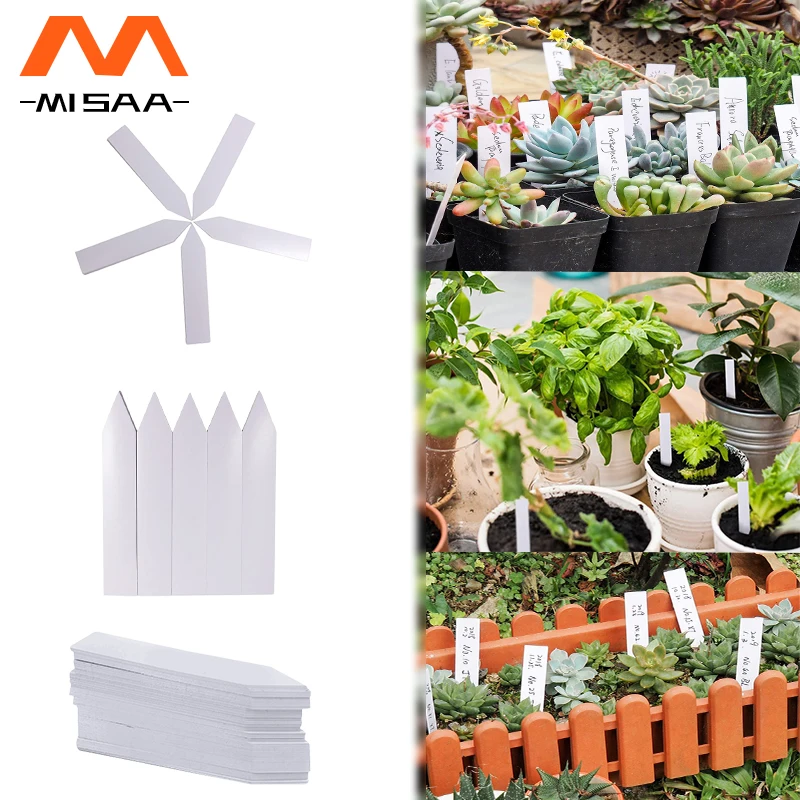 

Plastic Plant Labels White Garden Seed Flower Pots Tags Nursery Tray Mark Tools Vegetable Gardening Supplies Yard Garden Decor