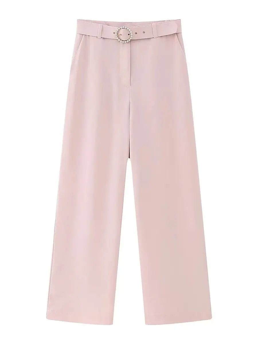 

MEIMY 2023 NEW Summer Women Solid Color Zipper Pockets Decoration Casual Vintage Streewear Straight Pants