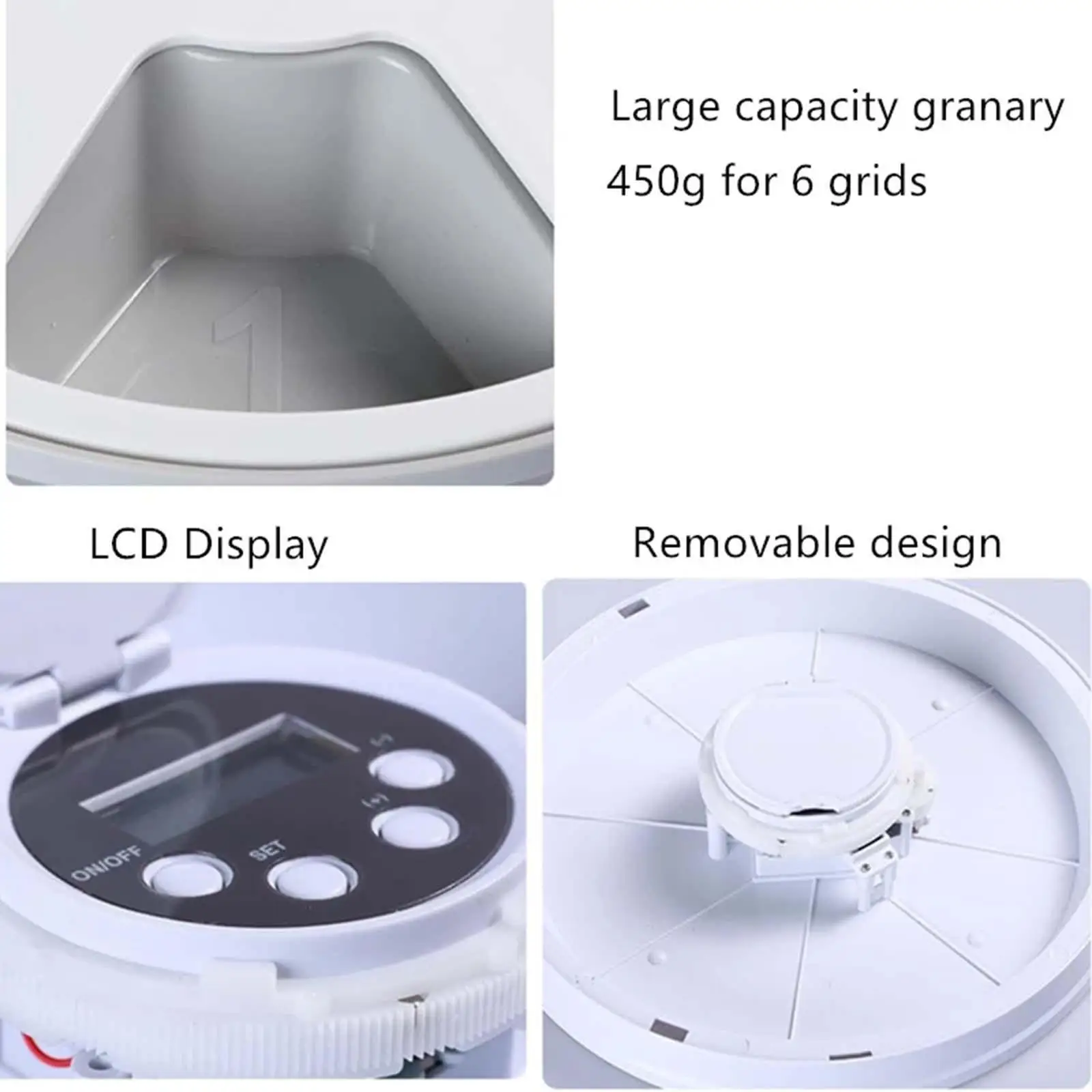 

Automatic Pet Feeder 6 Grids Dog Bowl Smart Food Dispenser Food Container