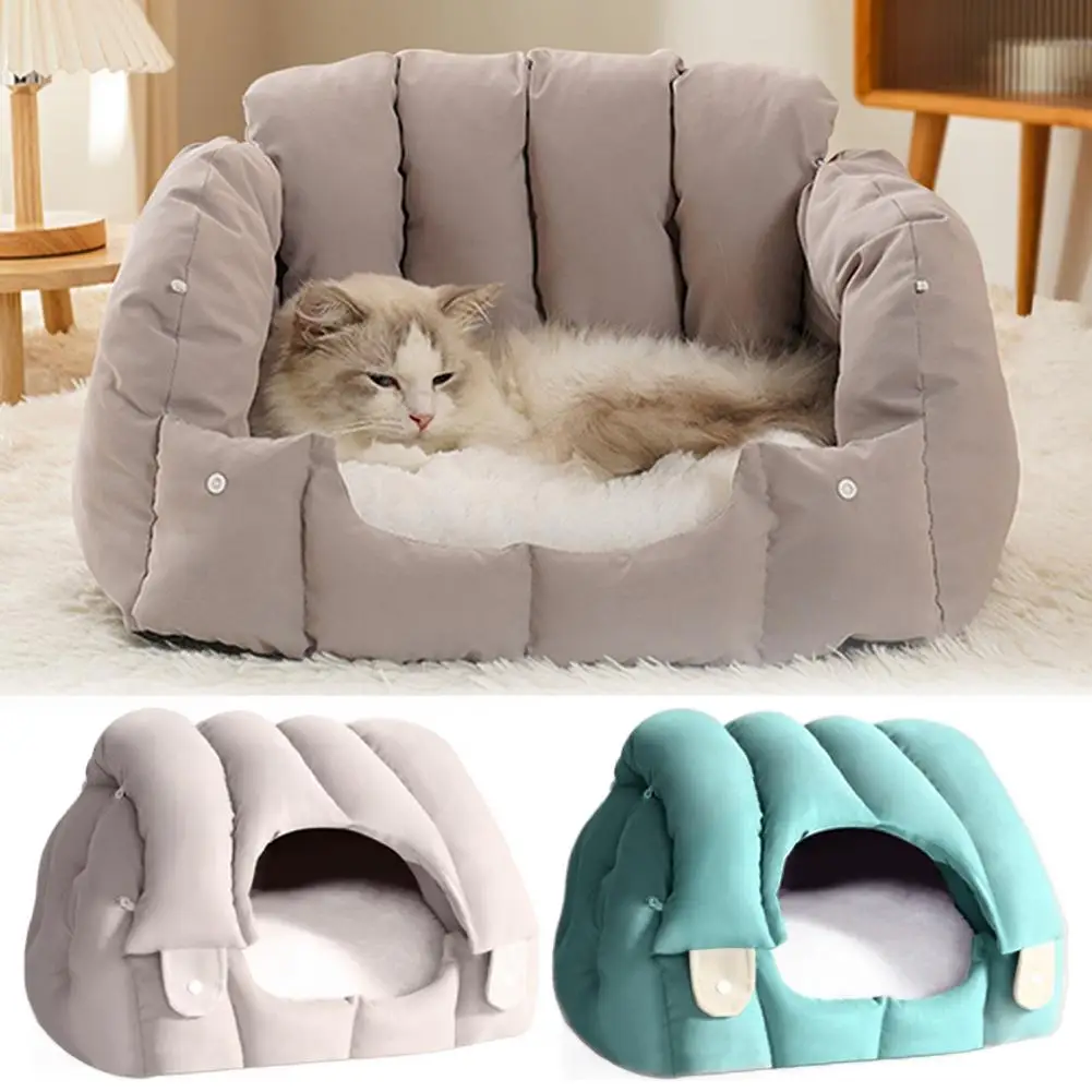 Pet Sofa Dual-Purpose Cat Bed Adjustable Shape Pet House Tent with Washable Removable Cushion for Cats Small Dogs Rabbit 4