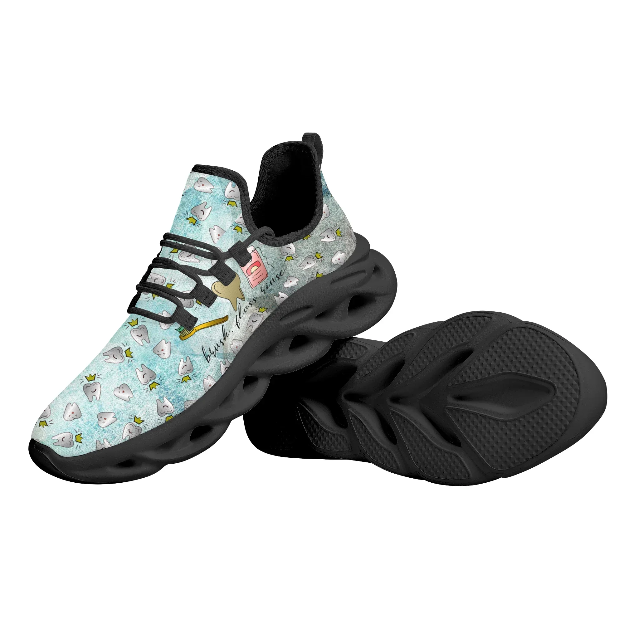 Fashion Shock Absorbing Women Nursing Shoes Cartoon Teeth Toothbrush Design Flat Sneakers Protect Teeth Running Shoes