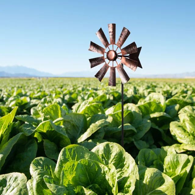 Szélmalom Szélmilla Kerti Udvar Dekoráció Pinkerék Fém Dekoratív Csapok Tét Parasztház Modern Hook Fűző Forgó Vas Virág - Image 6