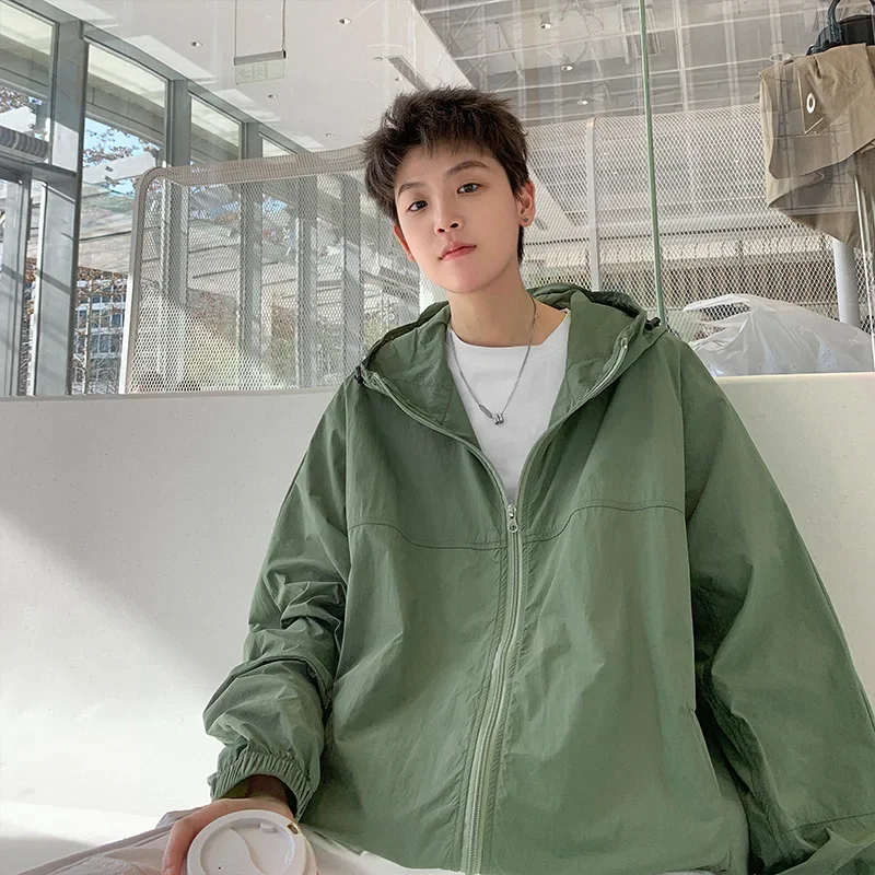 Men's summer American-style high street ruffian, handsome jacket, jacket, thin breathable and loose solid color sunscreen jacket