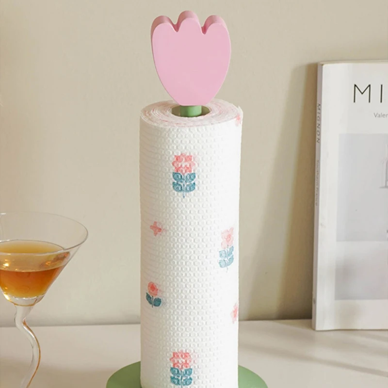Wooden Kitchen Roll Paper Rack Creative Flower Towel Holder Bathroom Tissue Stand Home Decor Diningtable Napkins Rack, Ornaments 3