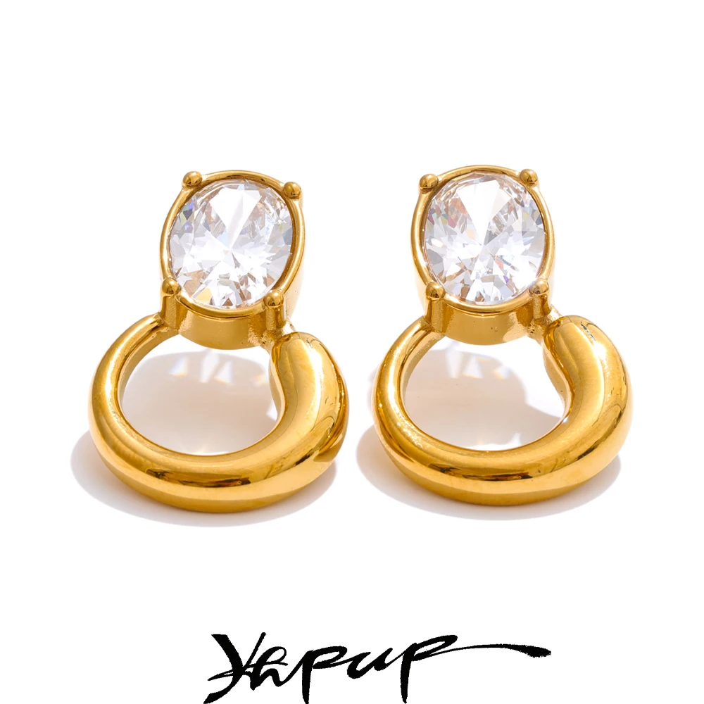 Yhpup Geometric Stud Earrings 18K Golden Plated