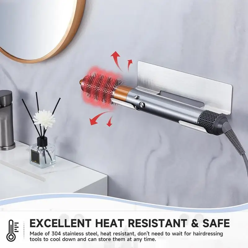 Bathroom Hair Tool Holder Stainless steel Straightener Holder Rack No Punching Hair Curler Tool Organizer Accessory