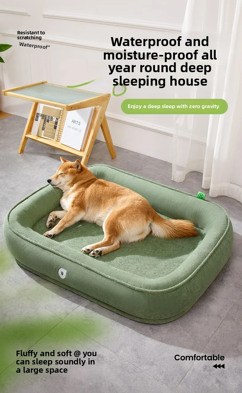 Fotos de detalhes e ângulos da cama para cachorro ComfortPro