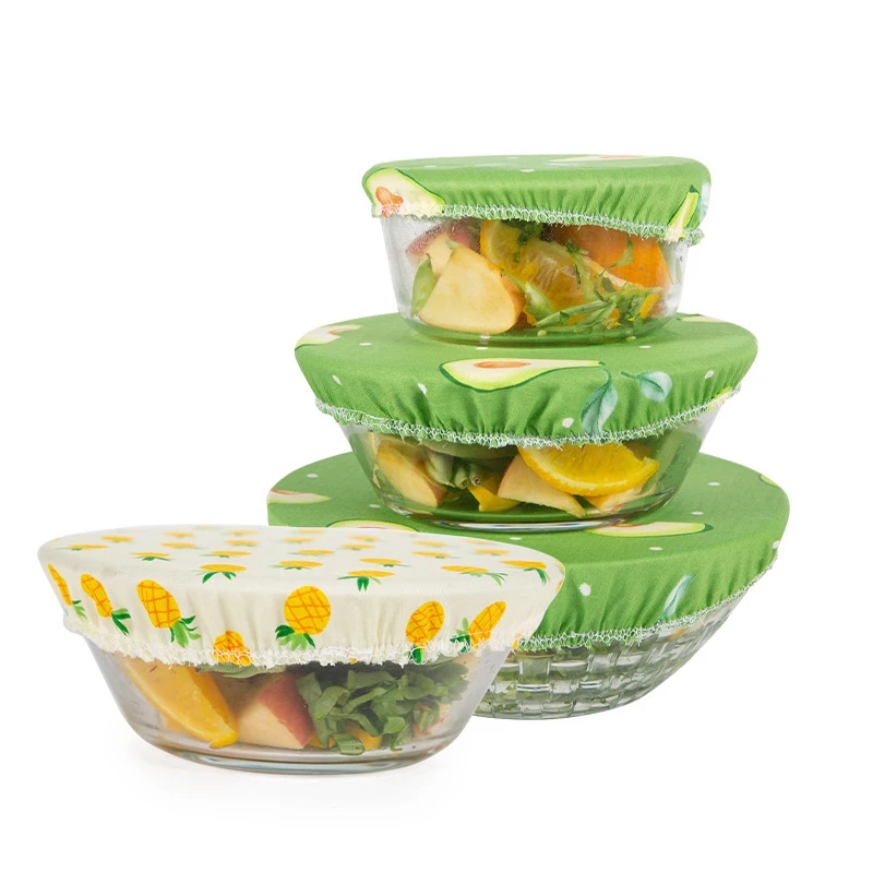 Cotton Bowl Cover Stretchable Lid For Bowls Reusable Space-saving Ecofriendly Breathable Dust Cover 1/3SETS