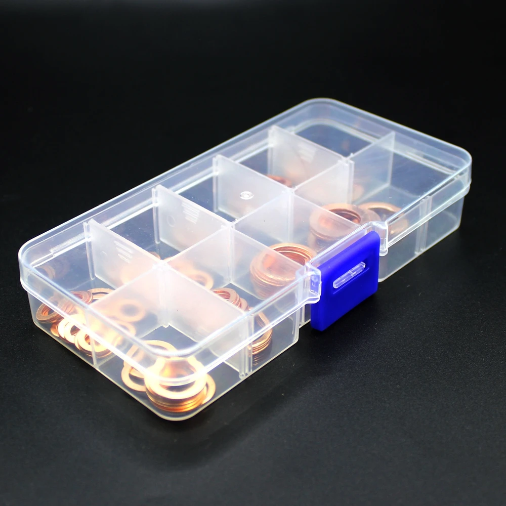 Copper Washer Gasket Nut and Bolt Set Flat Ring Seal Assortment Kit with Box //M8/M10/M12/M14 for Sump Plugs