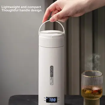 휴대용 자동차 전기 주전자, 여행용 전기 가열 머그잔, LCD 디스플레이, 급속 가열 범용, 온도 조절 머그잔, 12V, 400ml