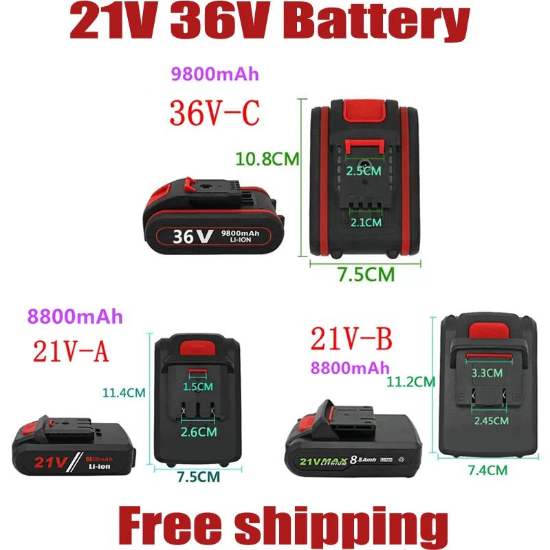 Новинка, электрический инструмент 21v36v8800mah, универсальная перезаряжаемая литиевая батарея, Электрическая отвертка, электрическая дрель, литий-ионная батарея
