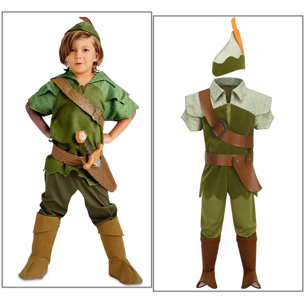 

Halloween Cosplay Party Green Fairy Elf Tinker bell Costume Carnival Christmas Boy's Peter Pan Costume for Kids