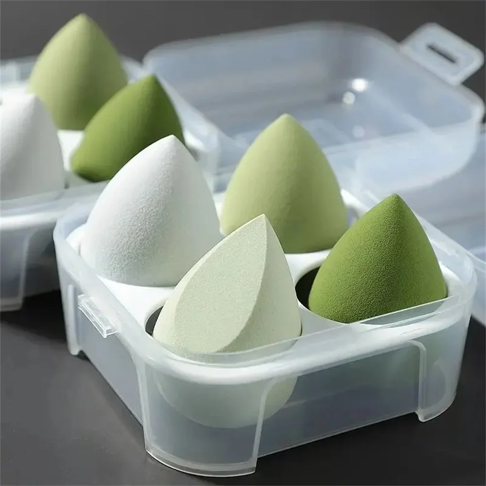 4PCs 메이크업 스폰지 블렌더 미용 계란 화장품 퍼프 부드러운 파운데이션 스폰지 파우더 퍼프 여성용 메이크업 액세서리 미용 도구