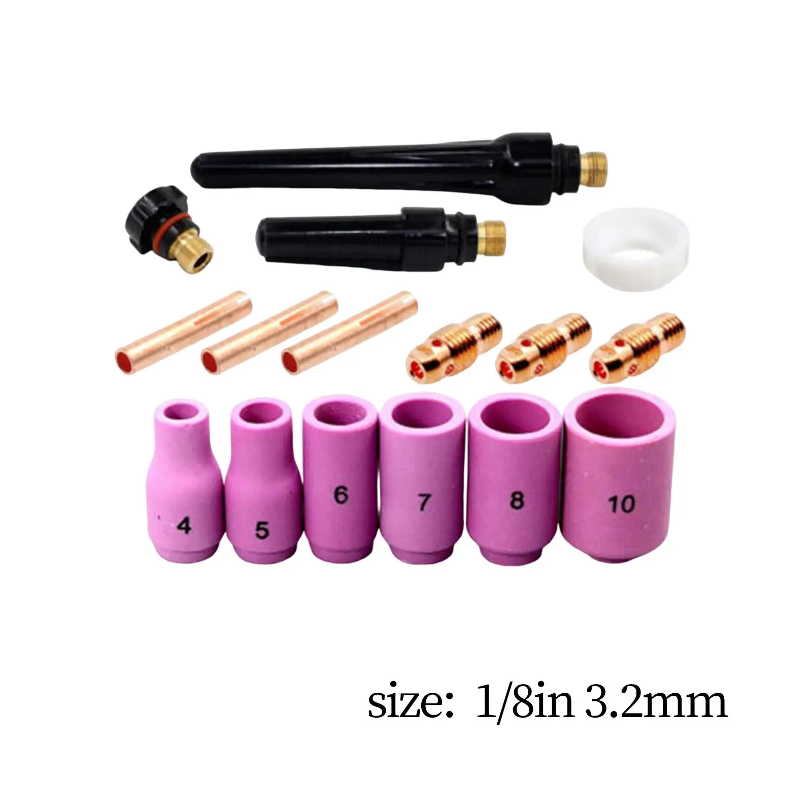 16Pcs TIG Welding Consumables 1/8in 3.2mm and Collet Kit Copper Clamp for 9 20 6