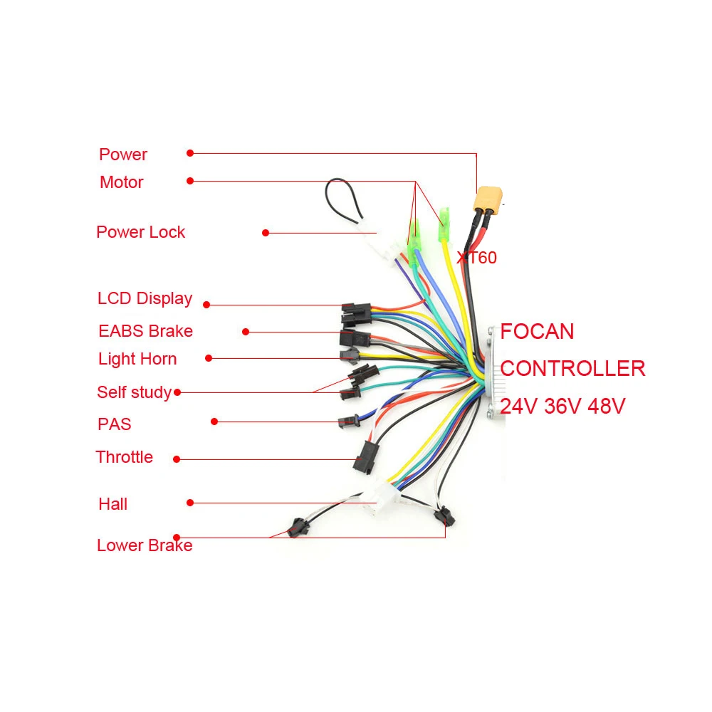 XT60 Brushless DC Motor Controller with LCD Acceleration Switch For 24V 36V 48V 250W 15A Electric Scooter and Electric Bicycle