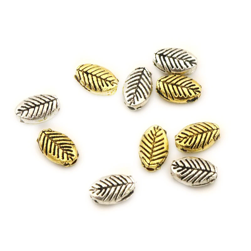 50 stücke 9mm Antike Farbe Blatt Lose Spacer Metall Rocailles Für Schmuck Machen Handarbeiten Perlen Diy Zubehör Großhandel