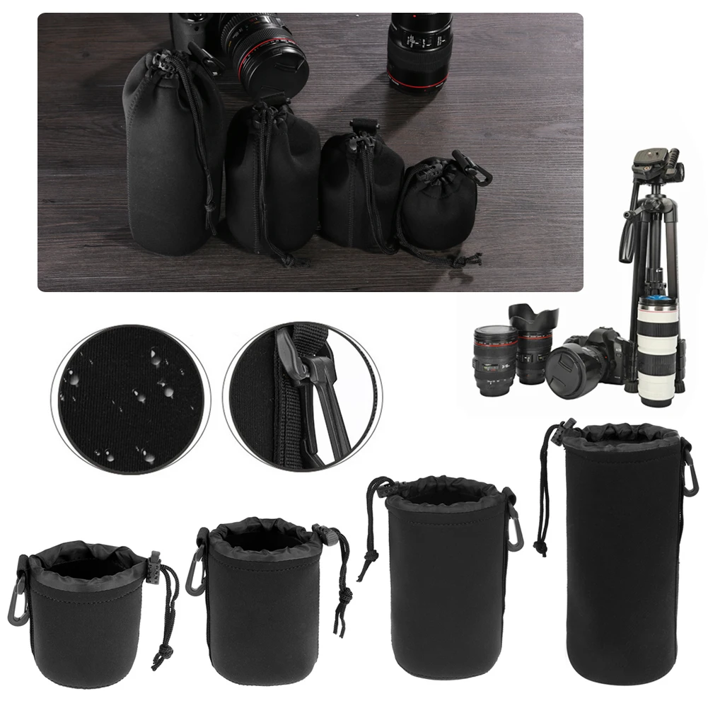 Camera Lens Cover Neoprene Lens Bag Waterproof Soft Camera Lens pouch Shocproof Camera lens bag For Most Digital SLR Camera
