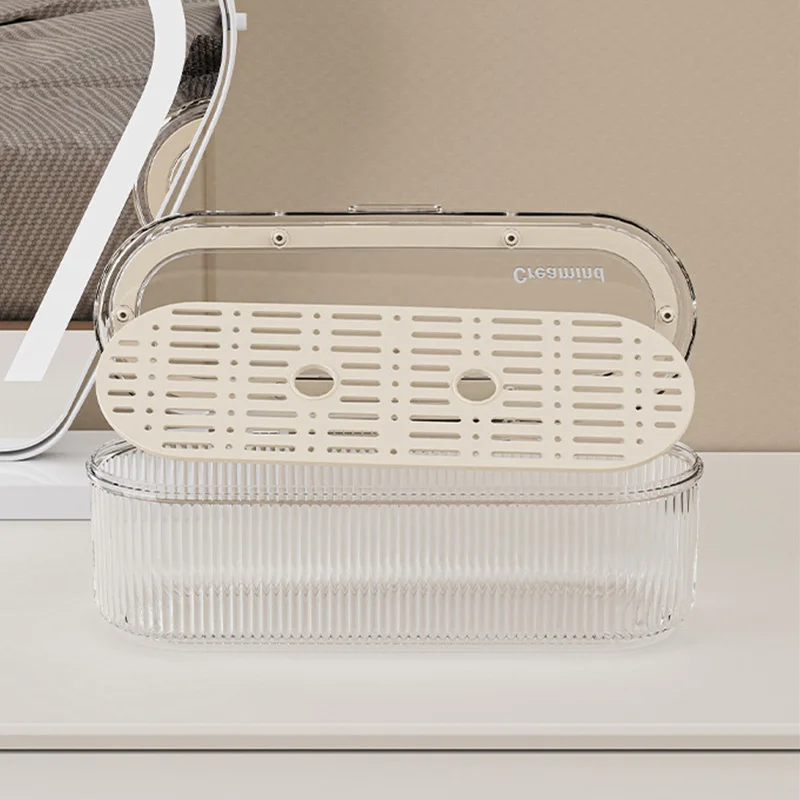 Creative Makeup Storage Box Dustproof and High-end Dressing Table Organizer Box for Home Cotton Make-up Brush 5