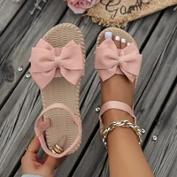 Femmes sandales 2025 nouveau été sandales légères mode plage pantoufles décontractées en plein air nœud papillon chaussures plates maison diapositives femmes 2