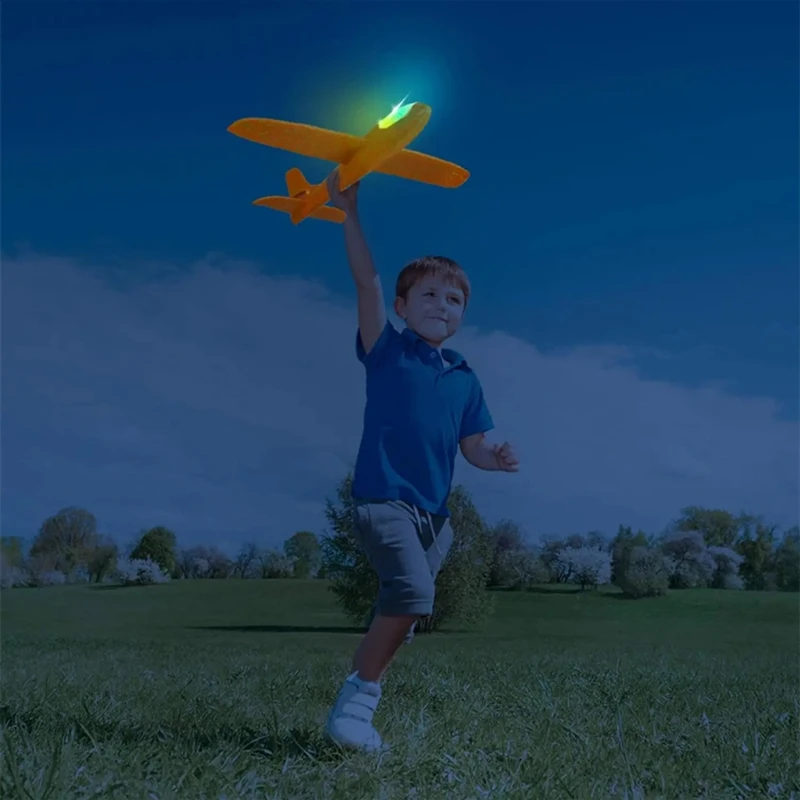 Electric Foam Plane Glider Hand Throw Airplane with LED Light Automatic Flight Planes Outdoor Kids Toys for Children Boys Gifts 4