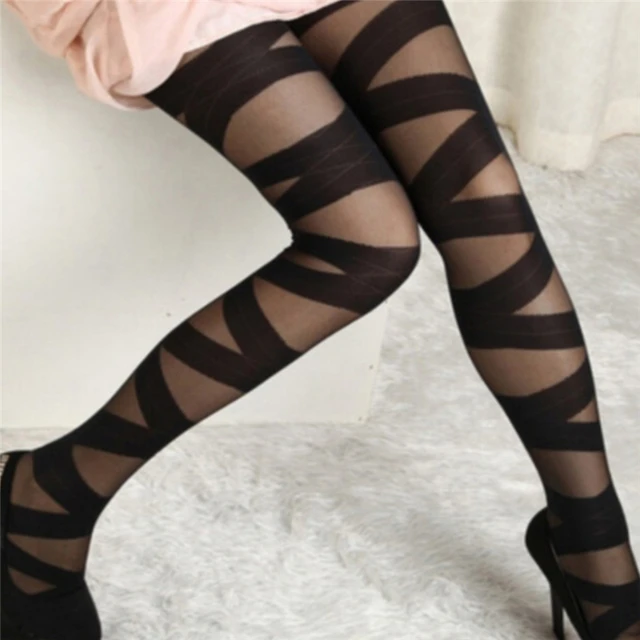 Sexy Skinny Women Stockings Fashion Goth Rocker Cross Bandage Straps Pants Pantyhose Tights Stockings Wholesale.jpg