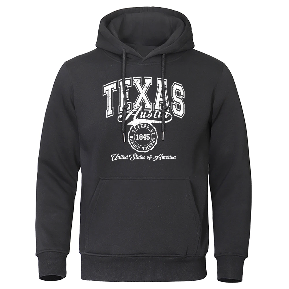 

Texas Austin United States Of America Hoodie Men'S Quality Designer Hoodies Fashion Hip Hop Streetwear Casual Harajuku Tracksuit