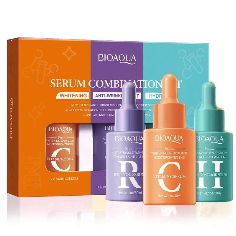 Vitamin C Retinol Hyaluronic Acid Serum Face Moisturizing Anti Wrinkle Whitening Facial Essence 3pcs/bag