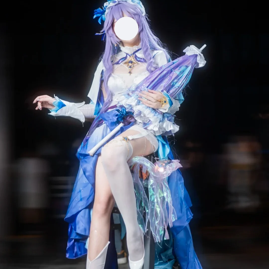 Costume Cosplay Cantarella Wuthering Waves, Set Completo con Parrucca, Ombrello, Fiore e Copricapo, Outfit Anime e Videogiochi per Donne - immagine 5