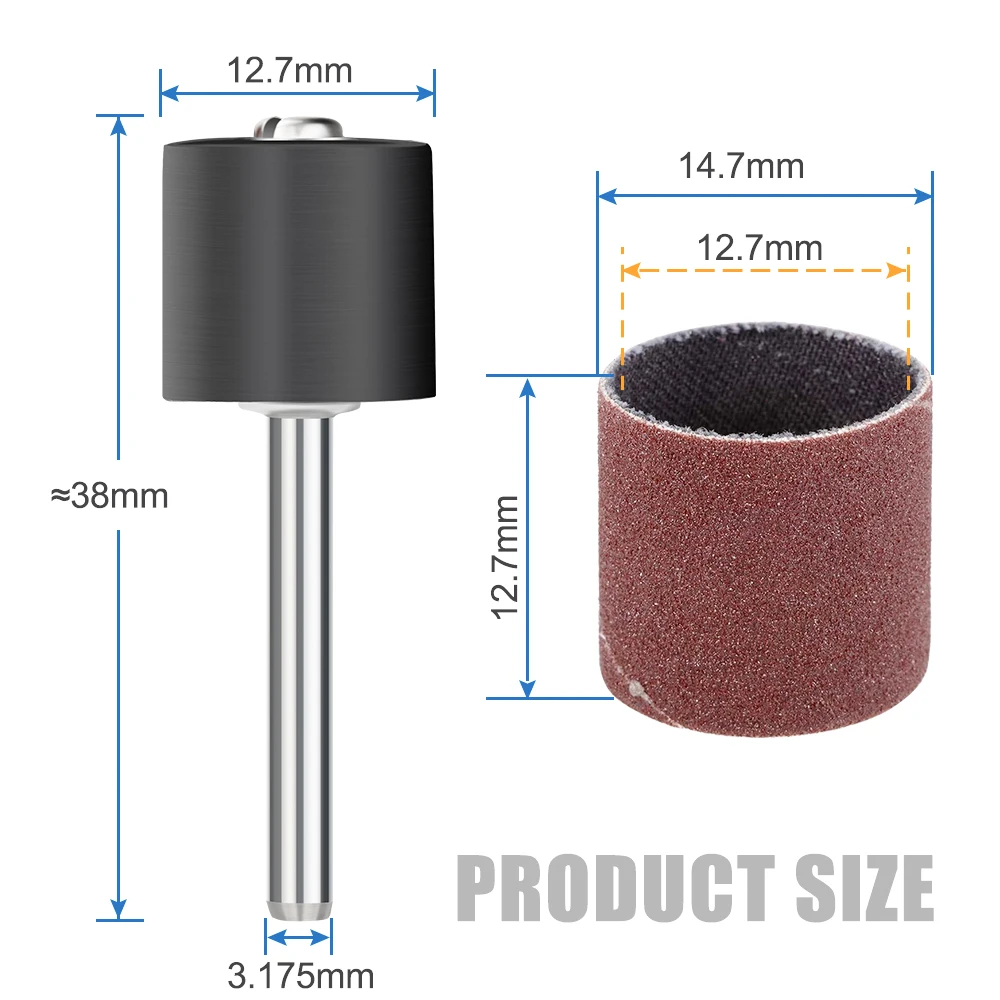 Hampton 11-100 stücke Schleif trommel Set Körnung #80 #112 # mit Schleif dorn Schleif bändern für Dremel Rotations werkzeuge Schleif werkzeuge – Detail 1