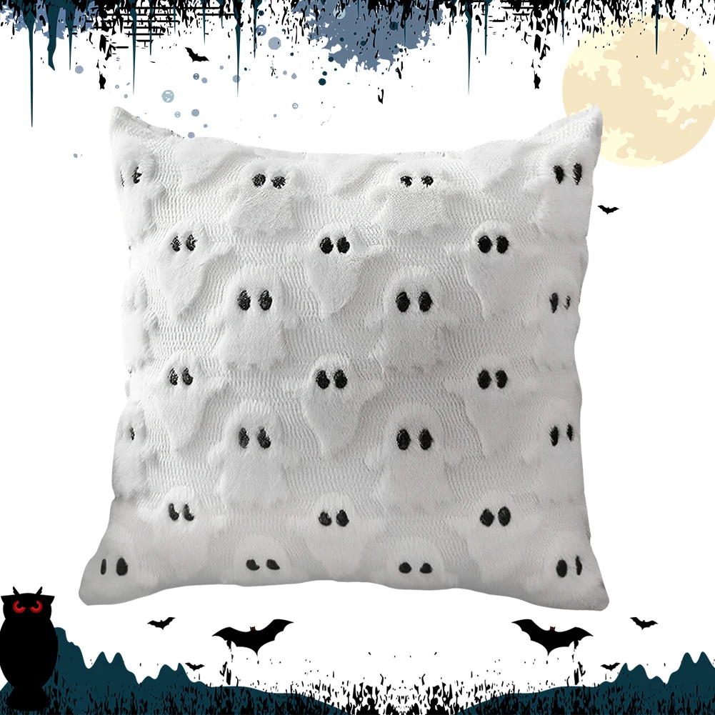 Halloween Ghost Pillow Cover Ghost Throw Pillow Case 18x18 Inch Couch Cushion Case Spooky Throw Pillow Cover for Home Car Decor