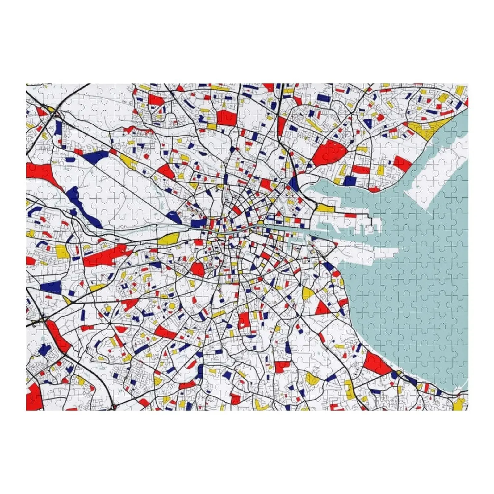 

Dublin City Map of Ireland - Mondrian Jigsaw Puzzle Custom Child Gift Personalised Jigsaw Personalized Gifts Puzzle