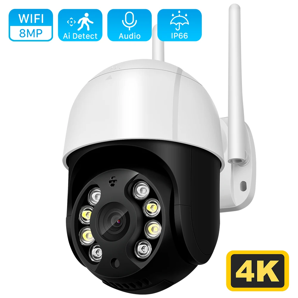 

8MP 4K Wifi Camera Outdoor AI Human Detection Auto Tracking PTZ IP Camera Full Color Night Vision Cloud CCTV Video Surveillance