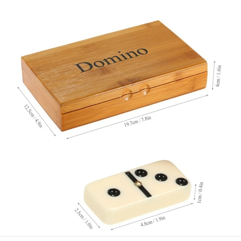 Dominoes Set Travel Game Block with Wood Box Children Educational Toy Mini Board Games for Boys Girls 28 Pcs